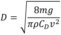 Diameter for a parachute equation